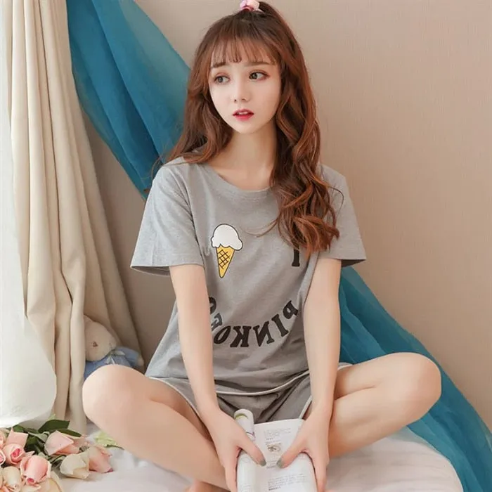 Cozy Cartoon-printed Summer Pajama Set