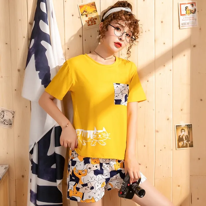 Cozy Cartoon-printed Summer Pajama Set