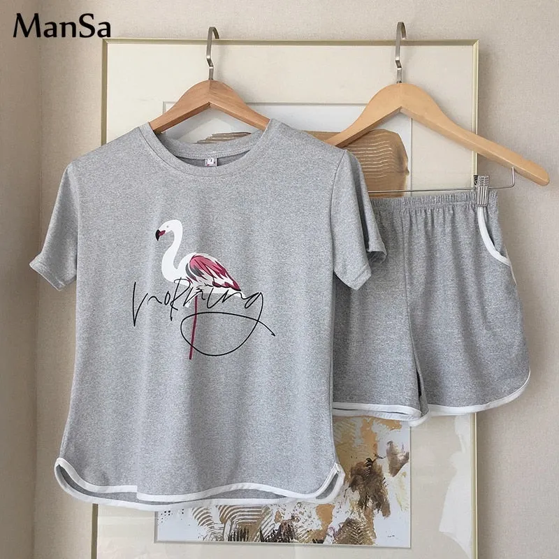 Cozy Cartoon-printed Summer Pajama Set