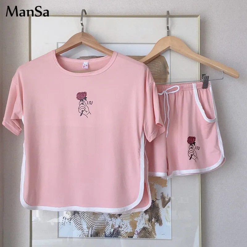 Cozy Cartoon-printed Summer Pajama Set