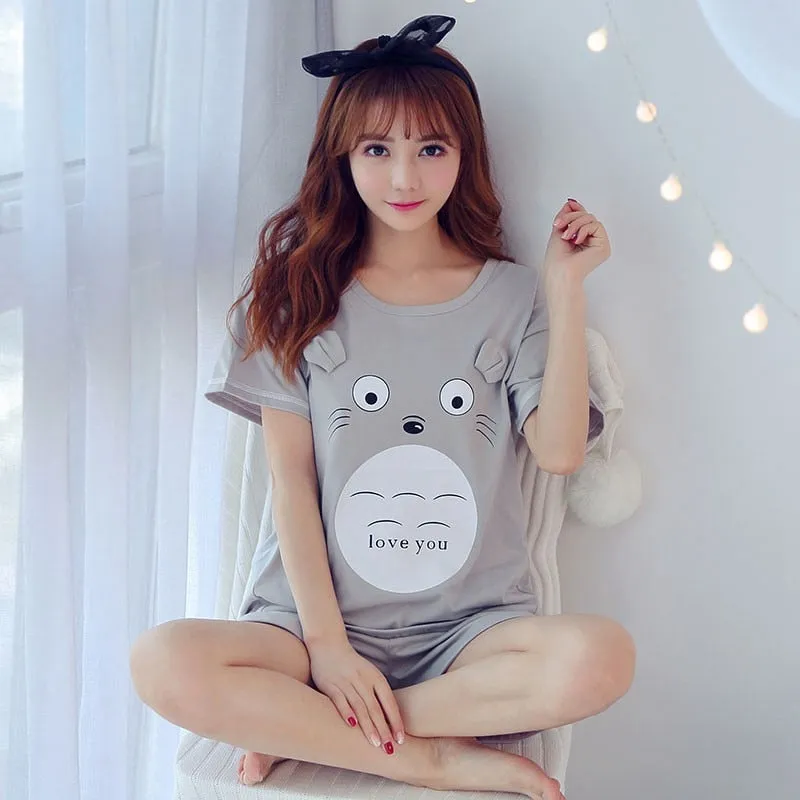 Cozy Cartoon-printed Summer Pajama Set