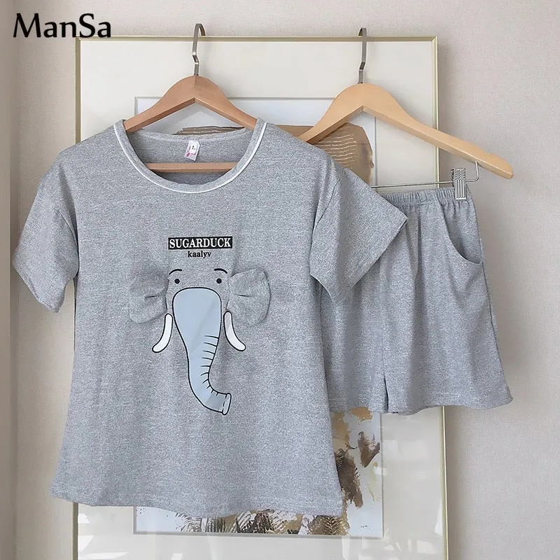 Cozy Cartoon-printed Summer Pajama Set