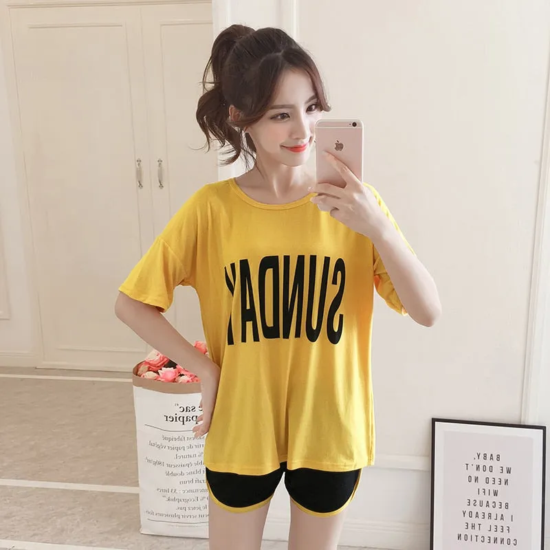Cozy Cartoon-printed Summer Pajama Set