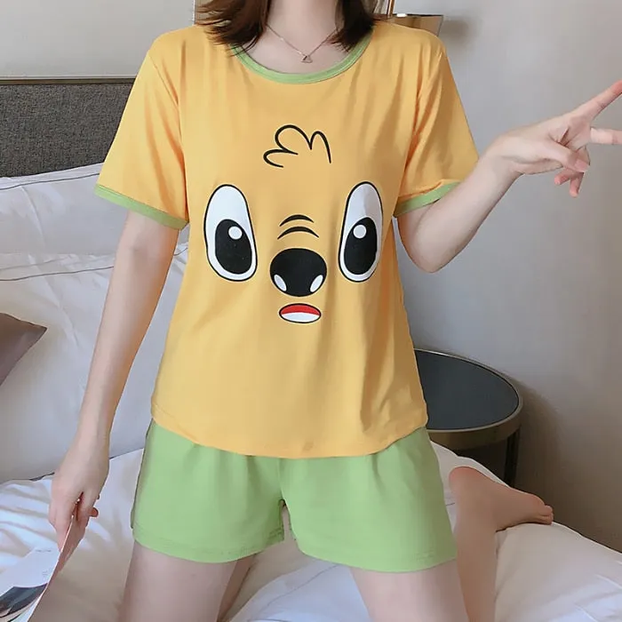 Cozy Cartoon-printed Summer Pajama Set