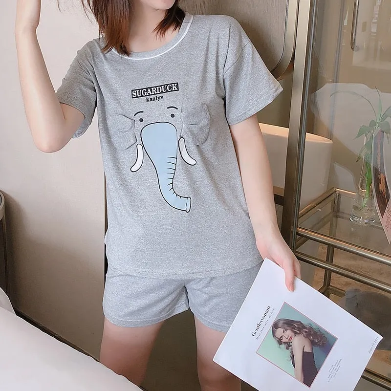 Cozy Cartoon-printed Summer Pajama Set