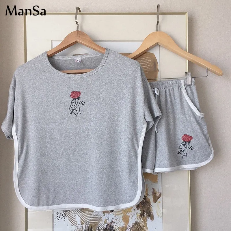 Cozy Cartoon-printed Summer Pajama Set