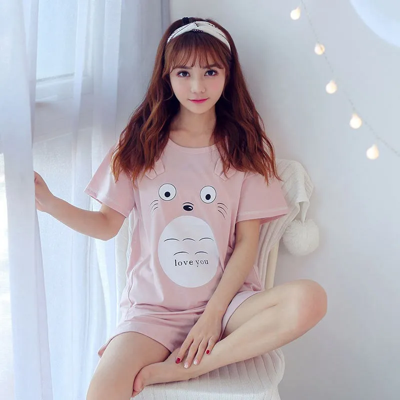 Cozy Cartoon-printed Summer Pajama Set