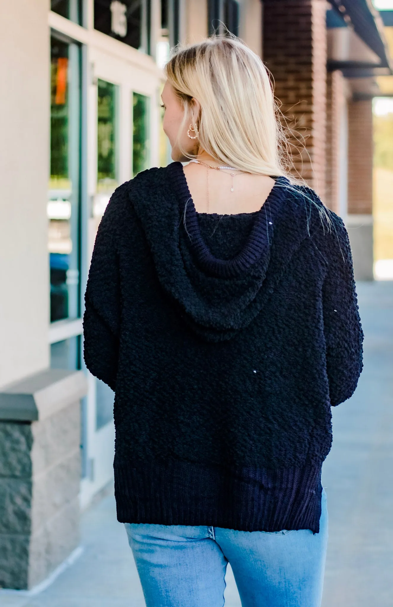 Cozy Up Popcorn Sweater in Black