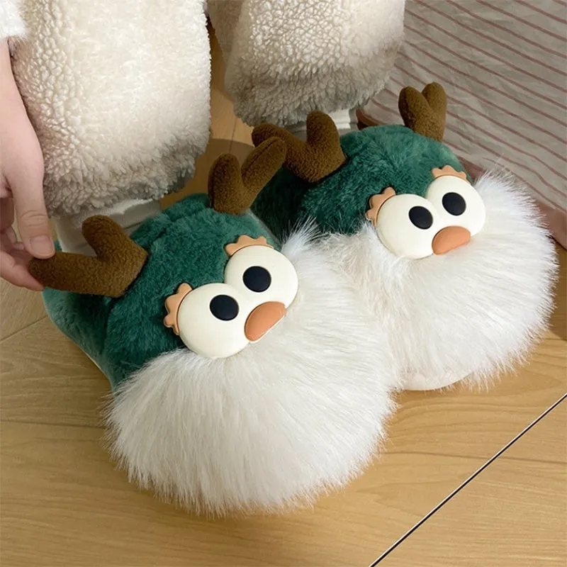 Cute Cartoon Christmas Deer Cotton Shoes Winter Indoor