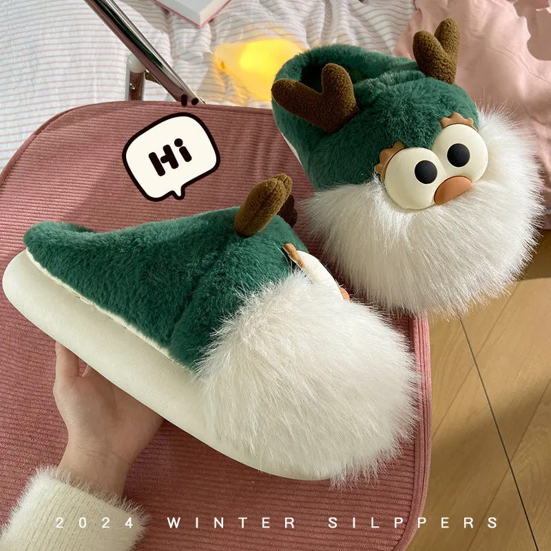 Cute Cartoon Christmas Deer Cotton Shoes Winter Indoor
