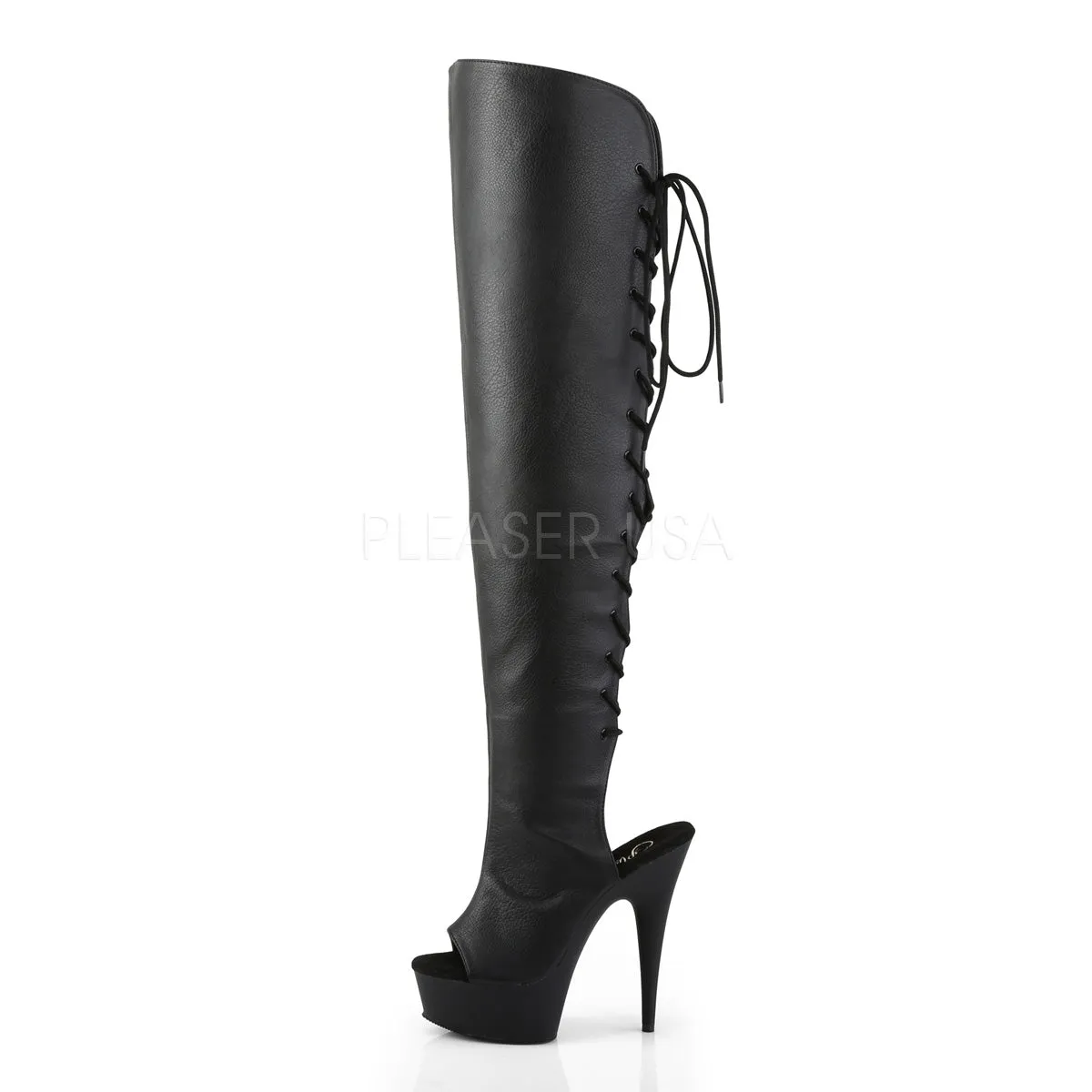 DELIGHT-3019  Black Faux Leather/Black Matte