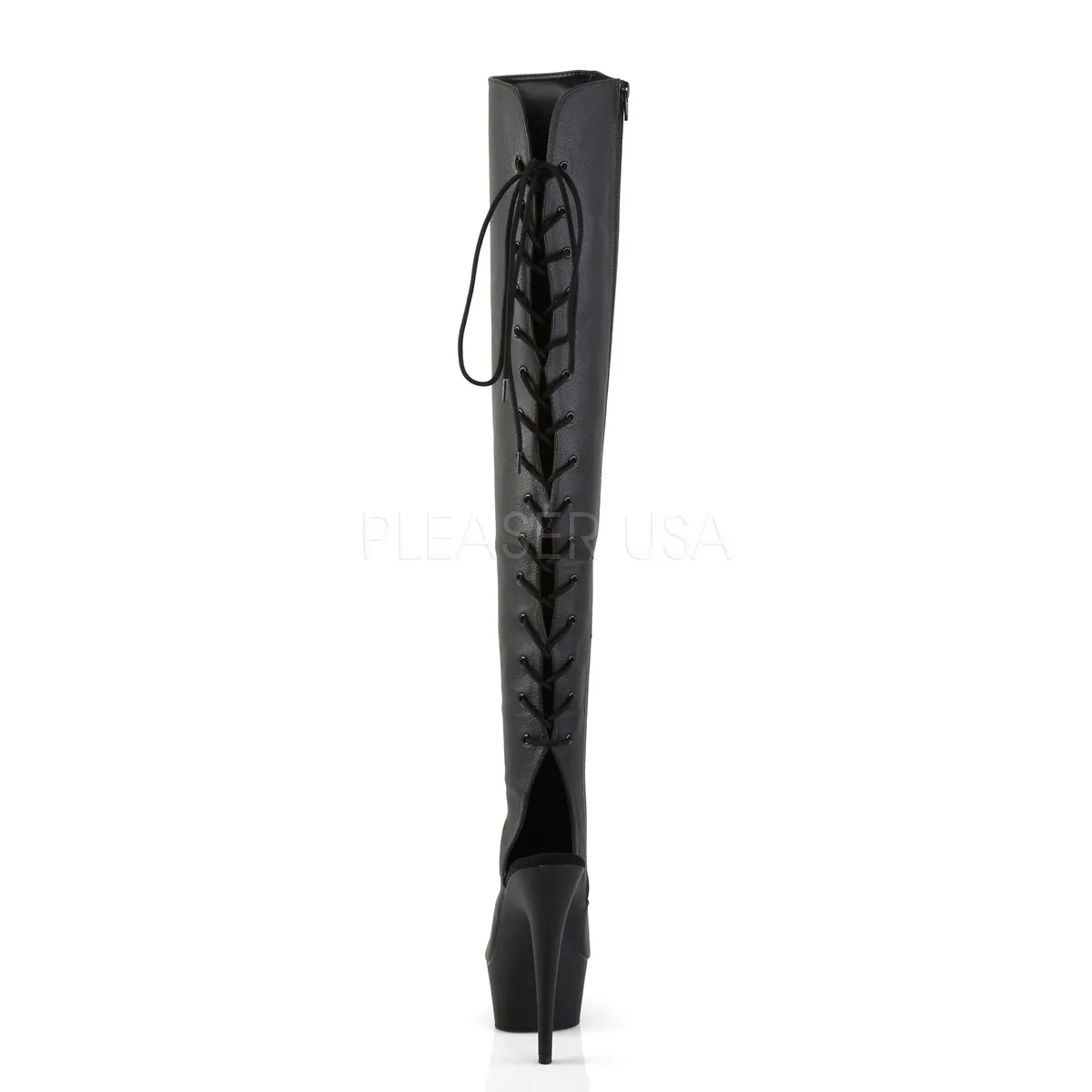 DELIGHT-3019  Black Faux Leather/Black Matte