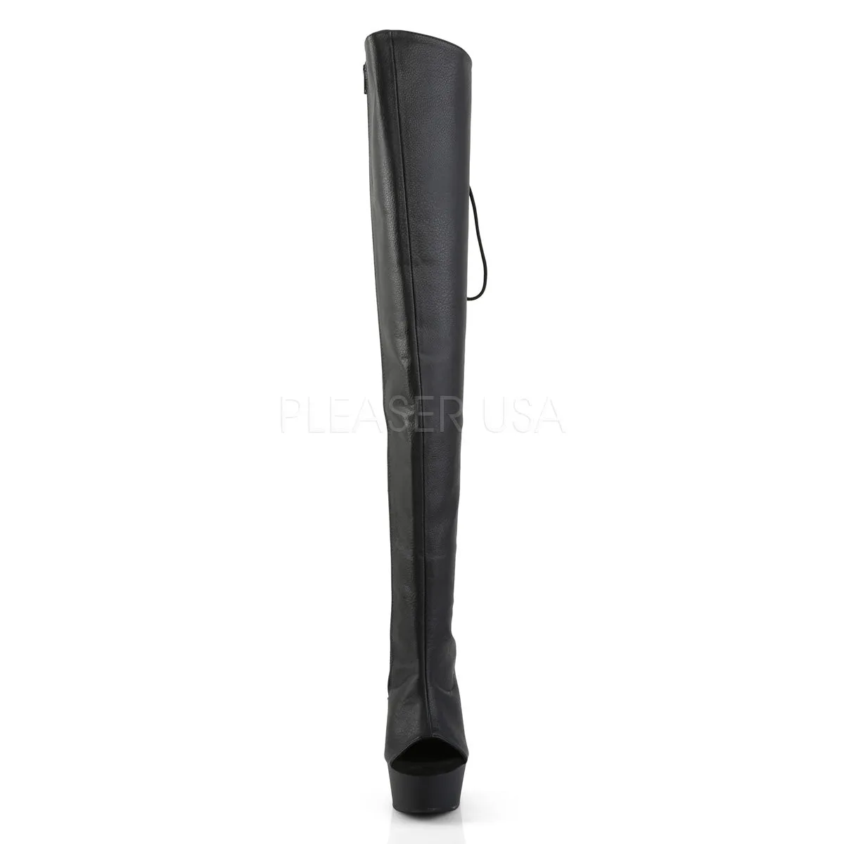 DELIGHT-3019  Black Faux Leather/Black Matte