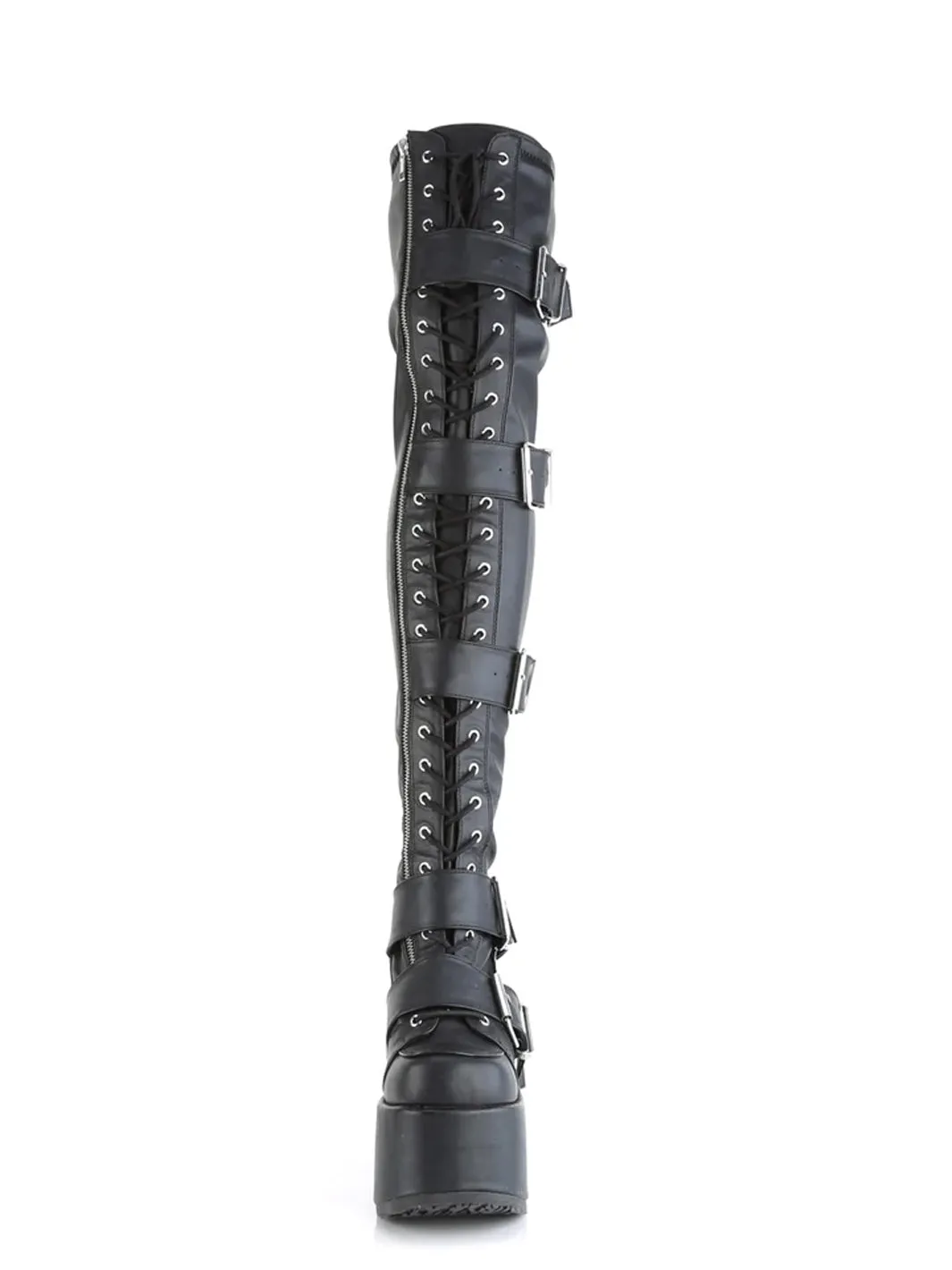 DEMONIA CAMEL-305 - BLACK STRETCH VEGAN LEATHER ✰ PRE ORDER ✰