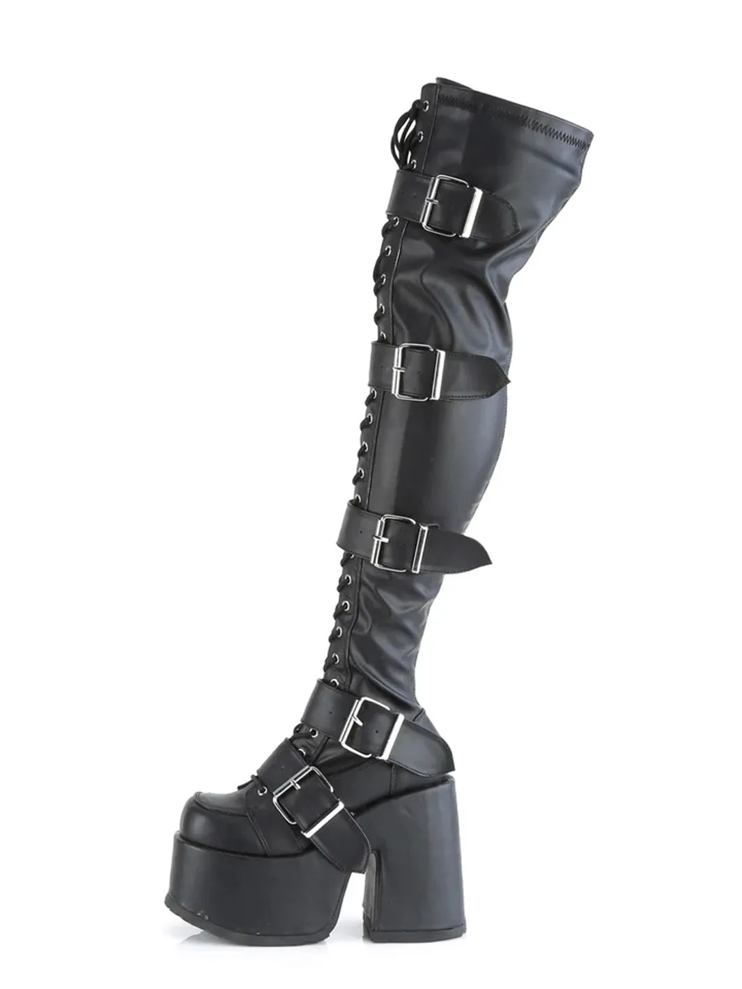 DEMONIA CAMEL-305 - BLACK STRETCH VEGAN LEATHER ✰ PRE ORDER ✰