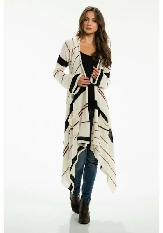 Elan | Long Striped Sweater Cardigan