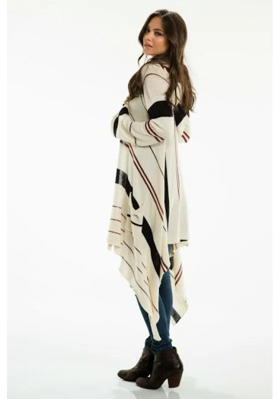 Elan | Long Striped Sweater Cardigan