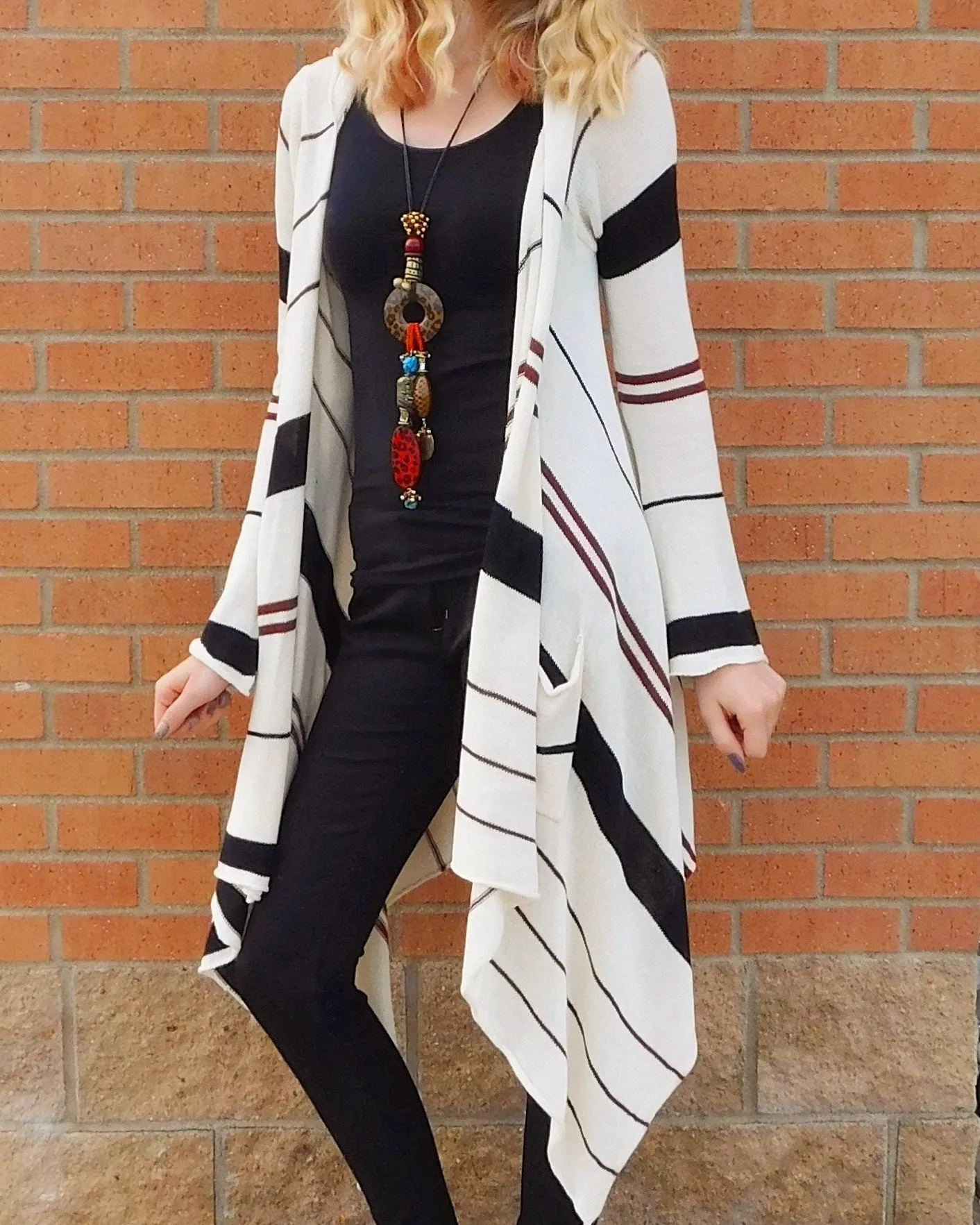 Elan | Long Striped Sweater Cardigan