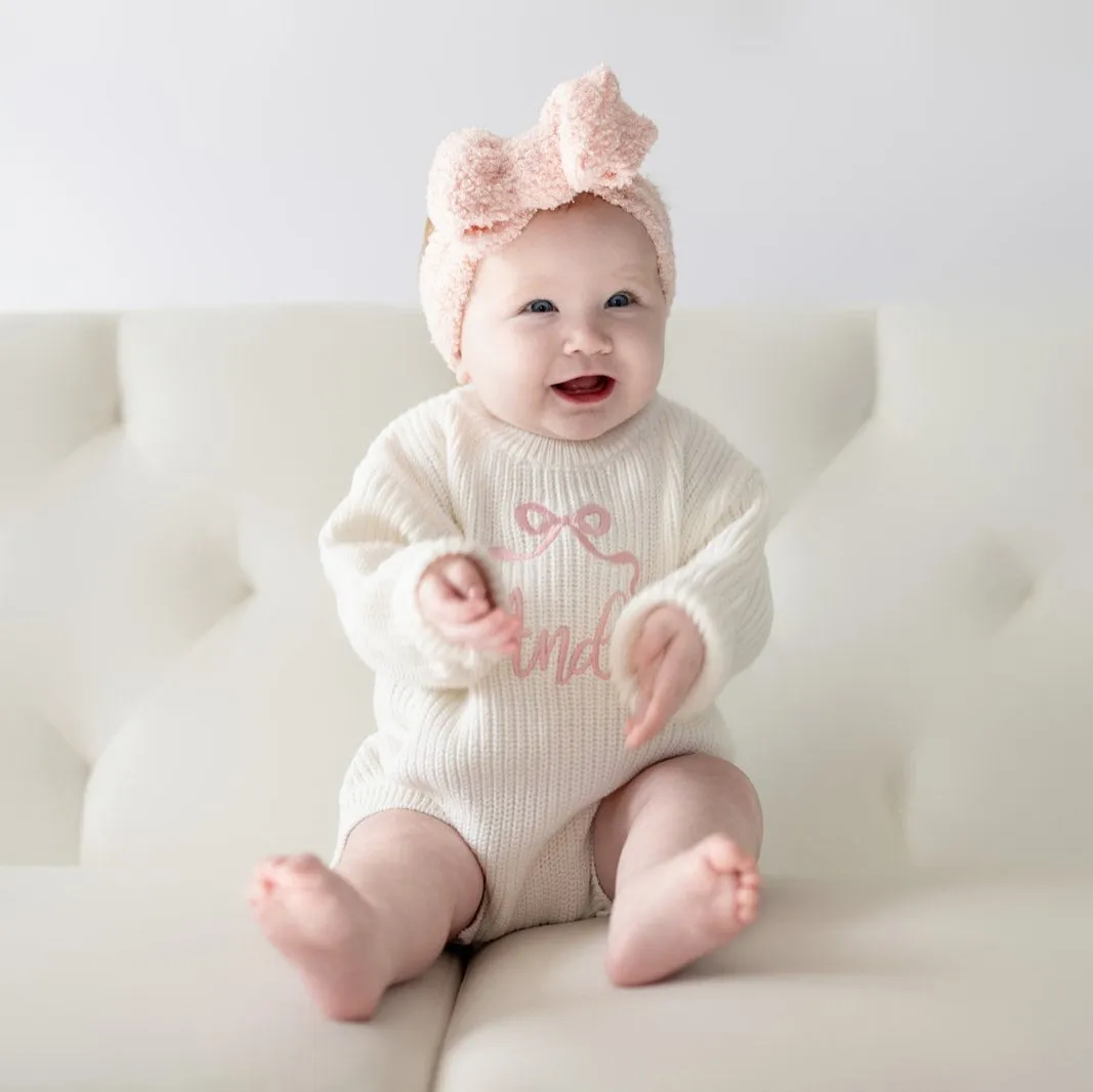 EMBROIDERED BOW ROMPER