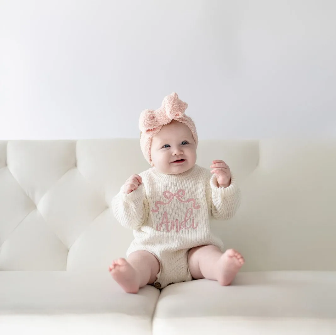 EMBROIDERED BOW ROMPER