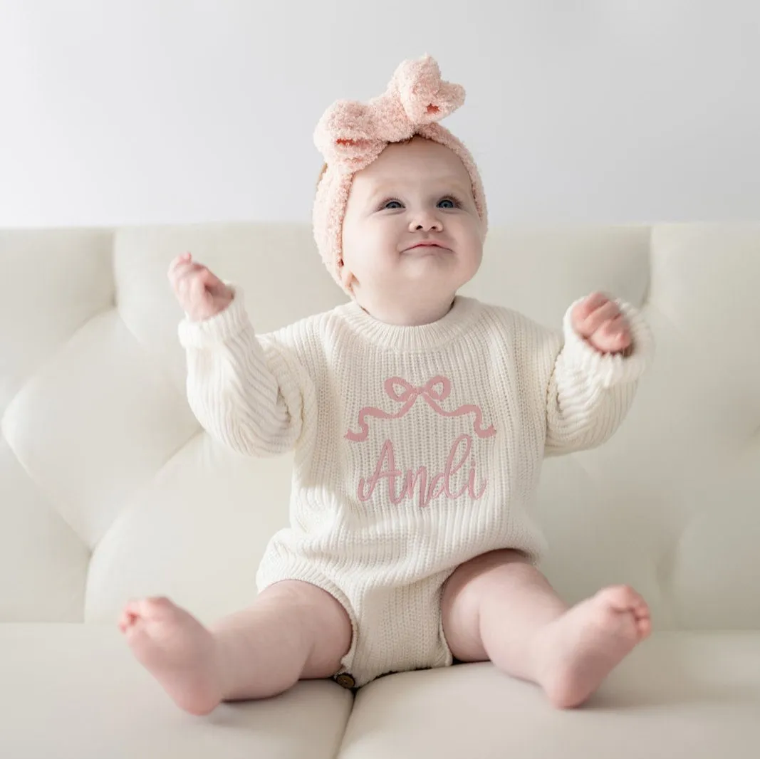 EMBROIDERED SWEATER ROMPER