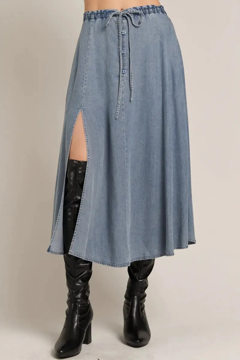 En Creme Howdy Denim Skirt – Effortless Comfort with a Chic Edge