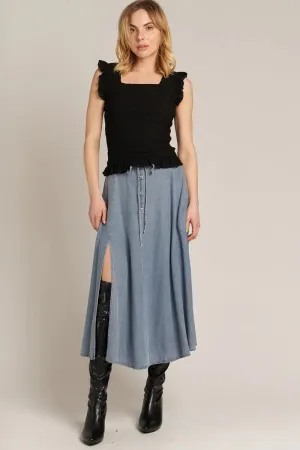 En Creme Howdy Denim Skirt – Effortless Comfort with a Chic Edge