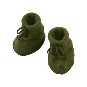 Engel  Baby booties with ribbon wool fleece, reed melange