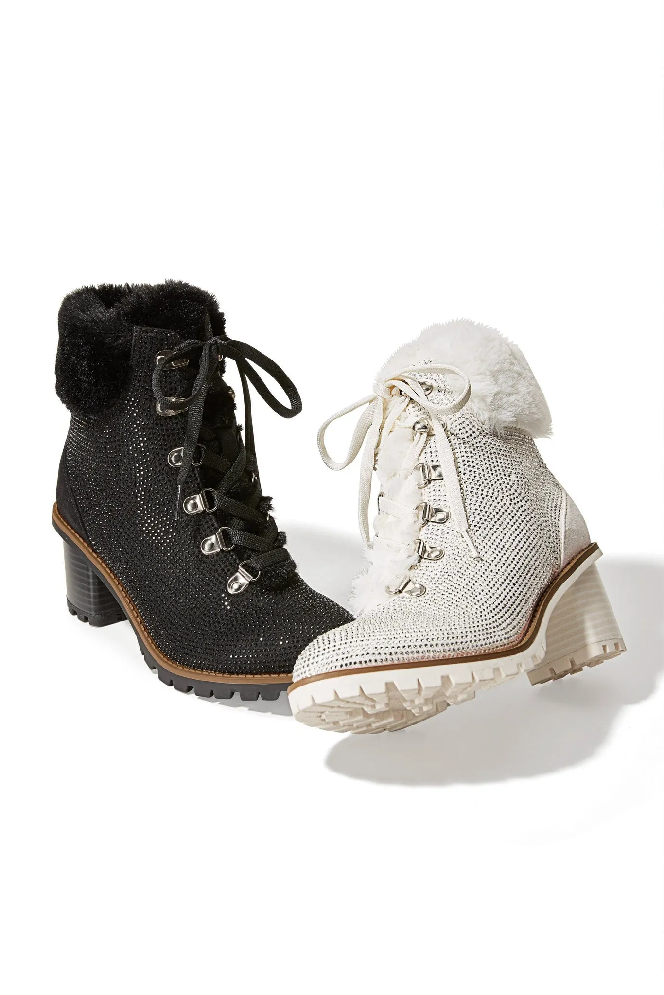 Faux-Fur Embellished Heeled Bootie Black