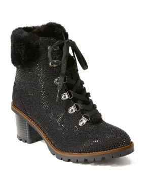 Faux-Fur Embellished Heeled Bootie Black