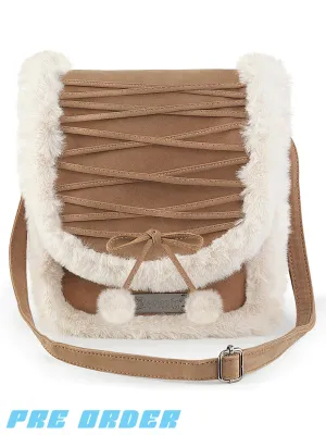 FAUX SUEDE & FUR CROSS BODY BAG - CAMEL ✰ PRE ORDER ✰