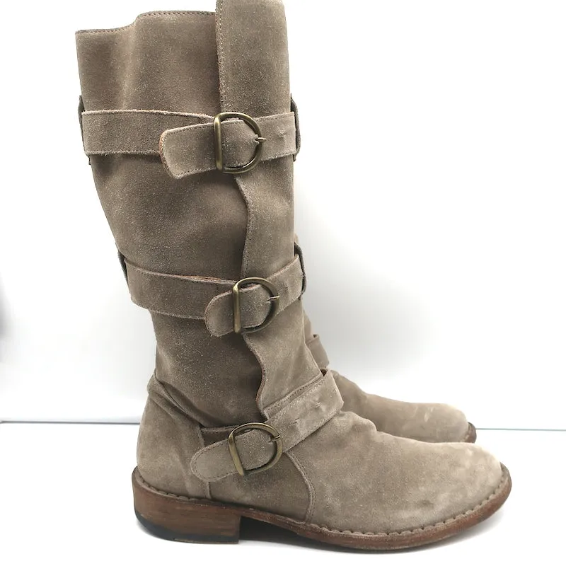 Fiorentini   Baker Eternity 7040 Three-Buckle Boots Taupe Suede Size 36.5