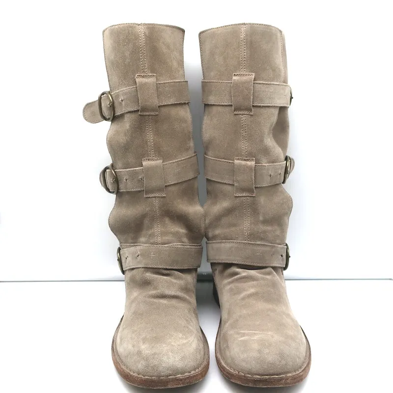 Fiorentini   Baker Eternity 7040 Three-Buckle Boots Taupe Suede Size 36.5