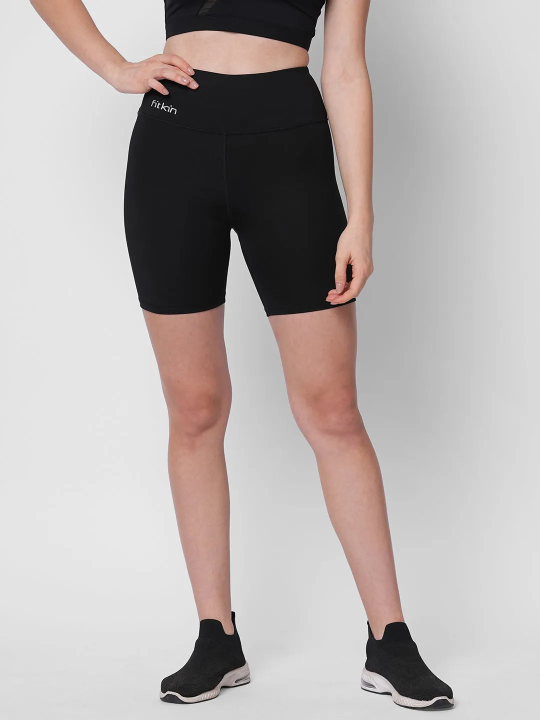 Fitkin women black core biker shorts