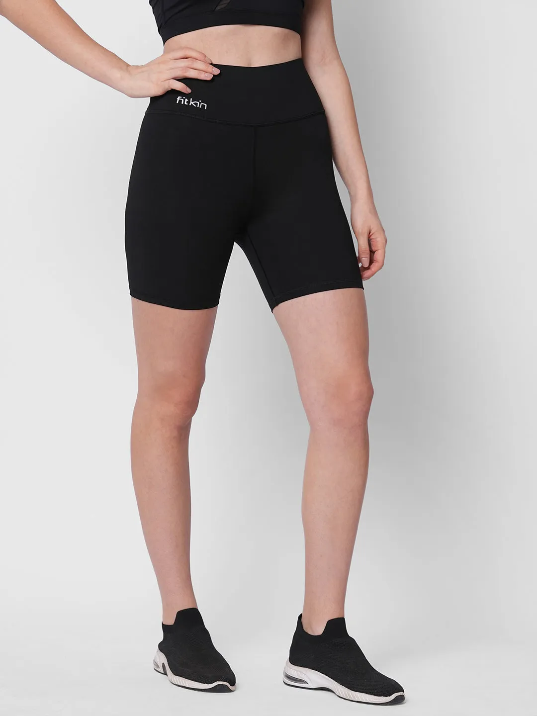 Fitkin women black core biker shorts
