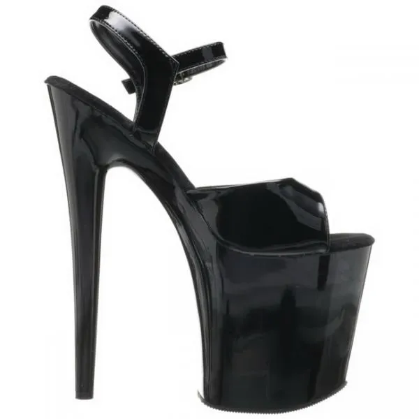 Flamingo 8" Platform with Ankle Strap - Black - Size