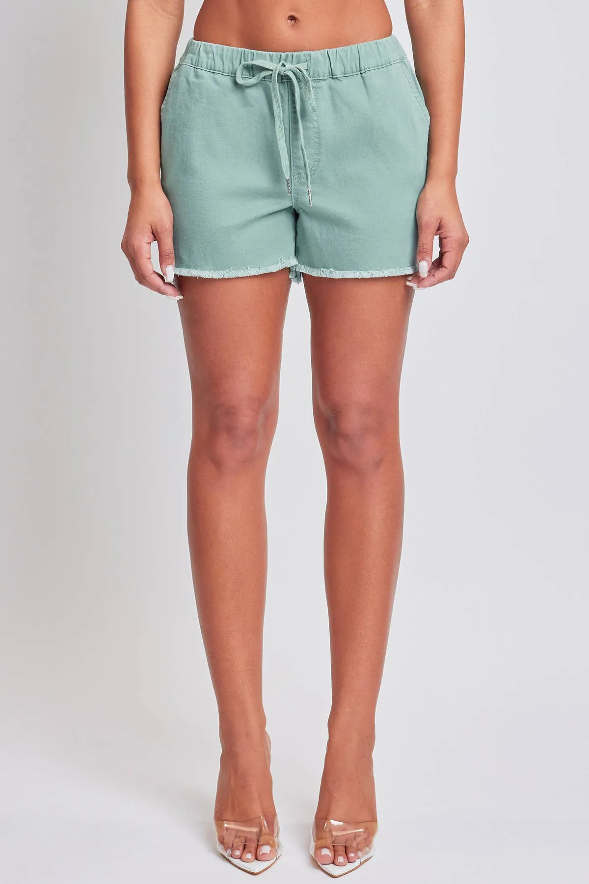 Frayed Hem Pull-on Shorts: Barberry