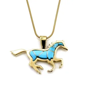 Gold Running Horse Pendant