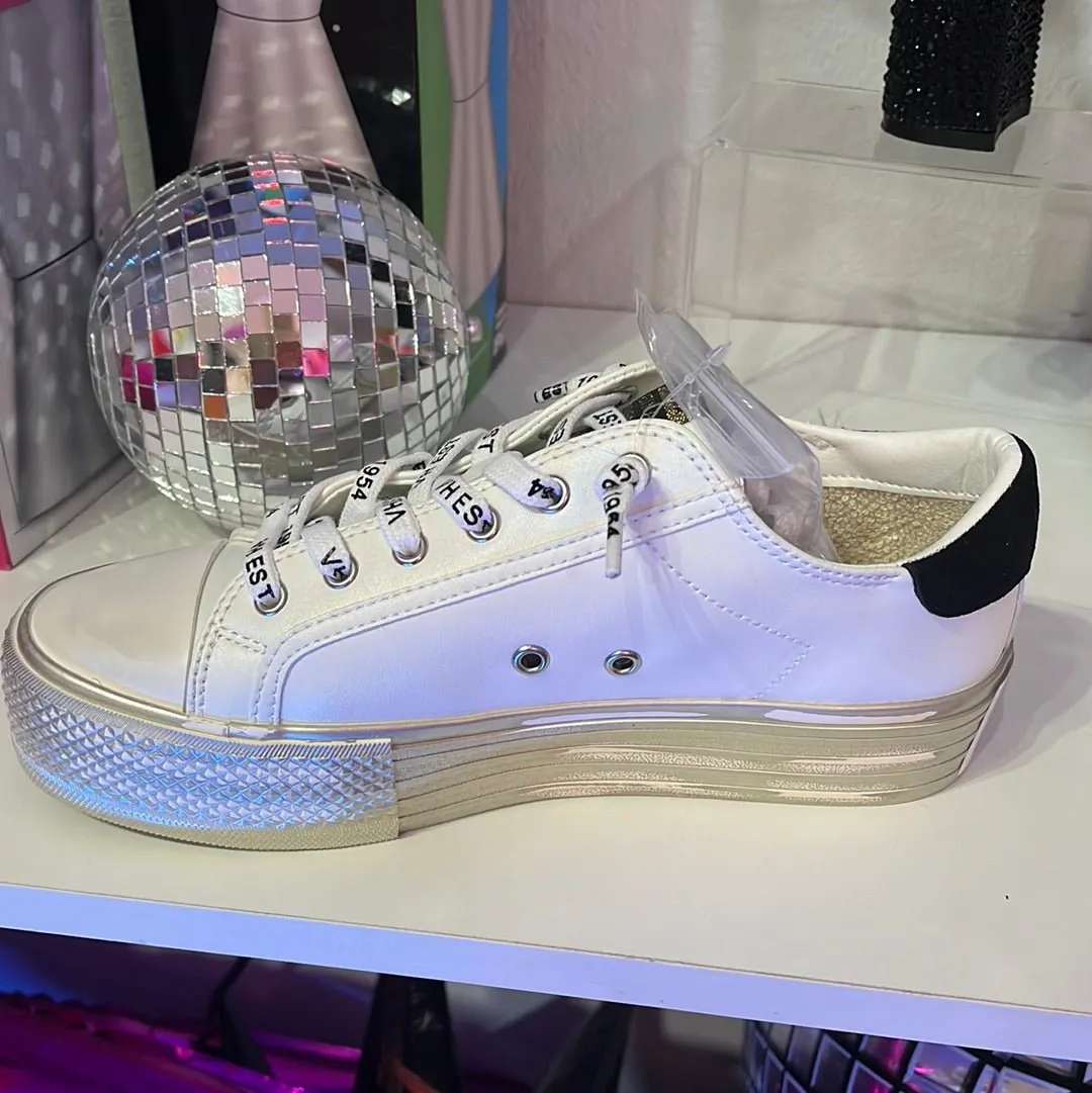 Gold Star White POP Platform Sneakers