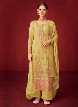 Golden Sequins Embroidered Straight Pant Style Suit