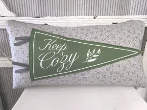 Green Keep it cozy pennant pillow