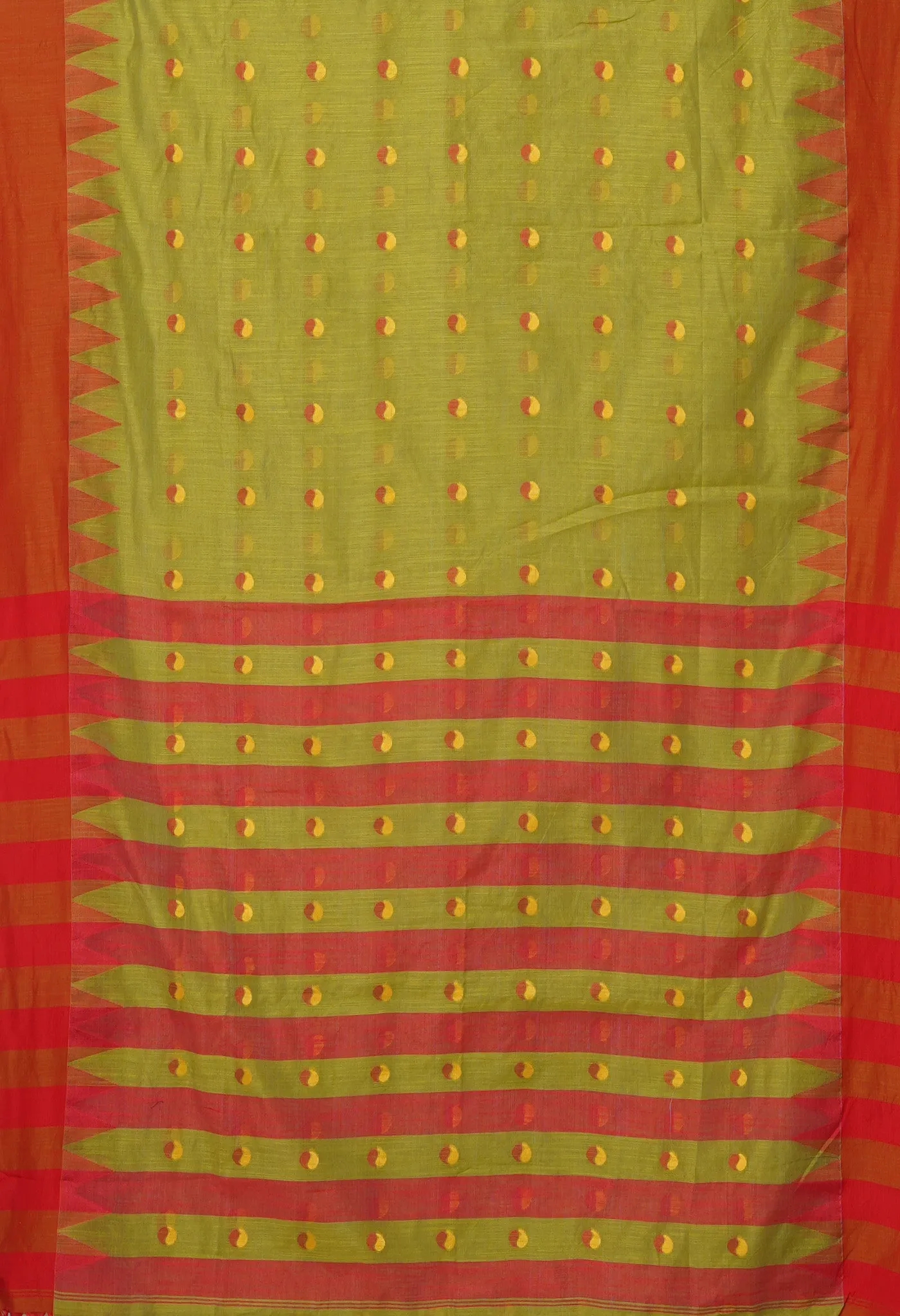 Green Pure Handloom Bengal Cotton Linen Saree-UNM81583