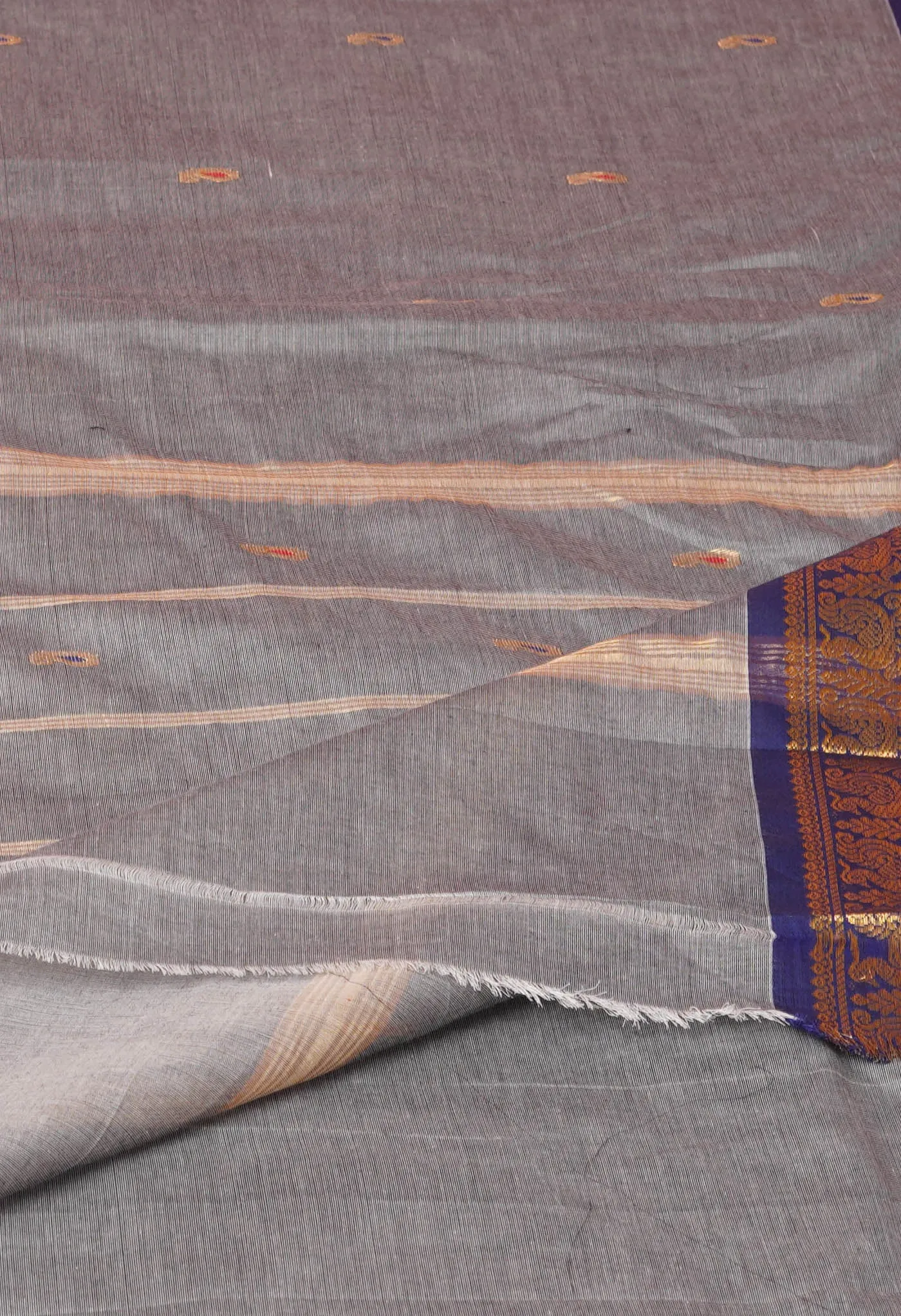 Grey Pure Pavani Handcrafted Kanchi Cotton Saree-UNM76842