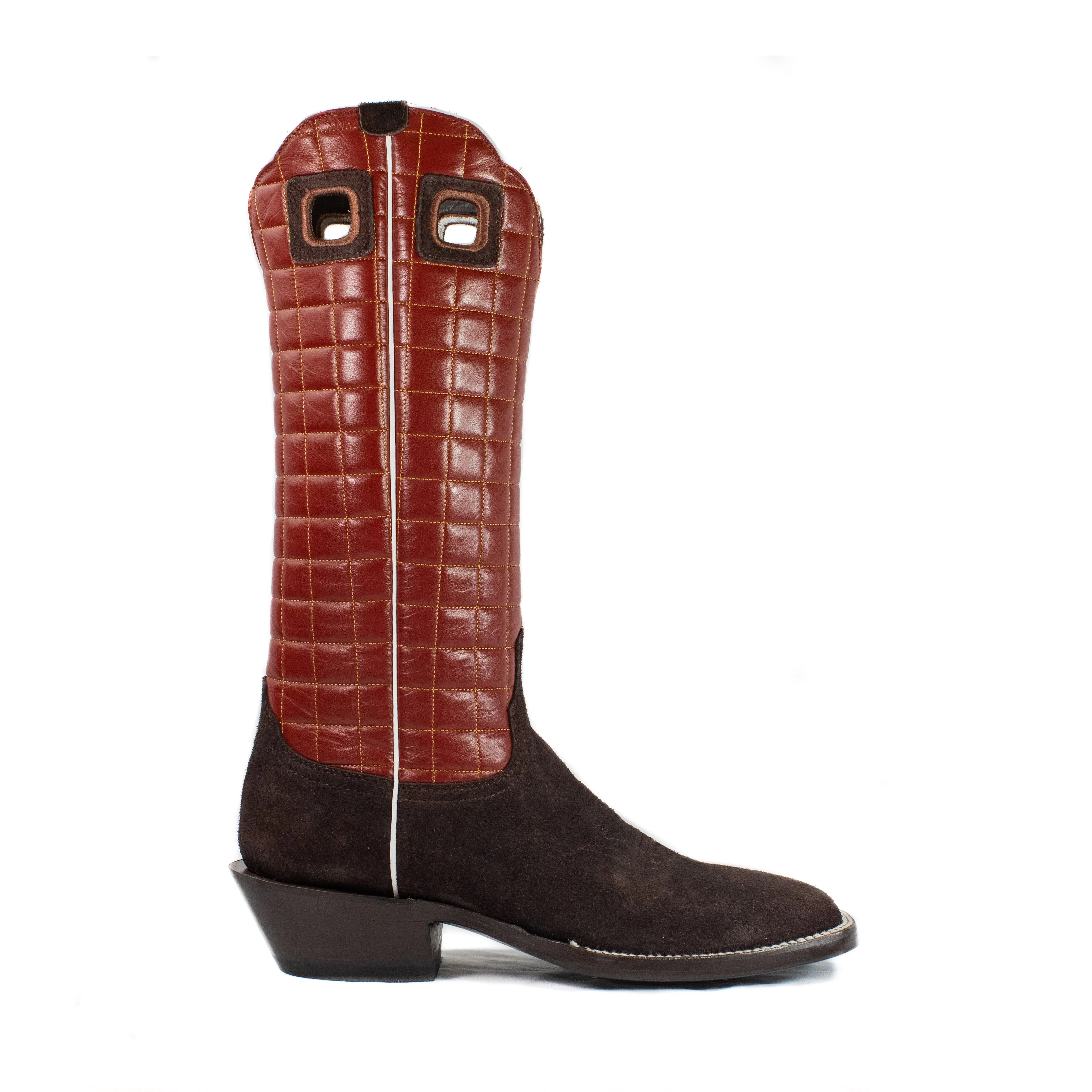 Gus (Butyl Sole) - Square Toe - Chocolate & Red