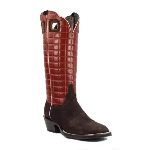 Gus (Butyl Sole) - Square Toe - Chocolate & Red