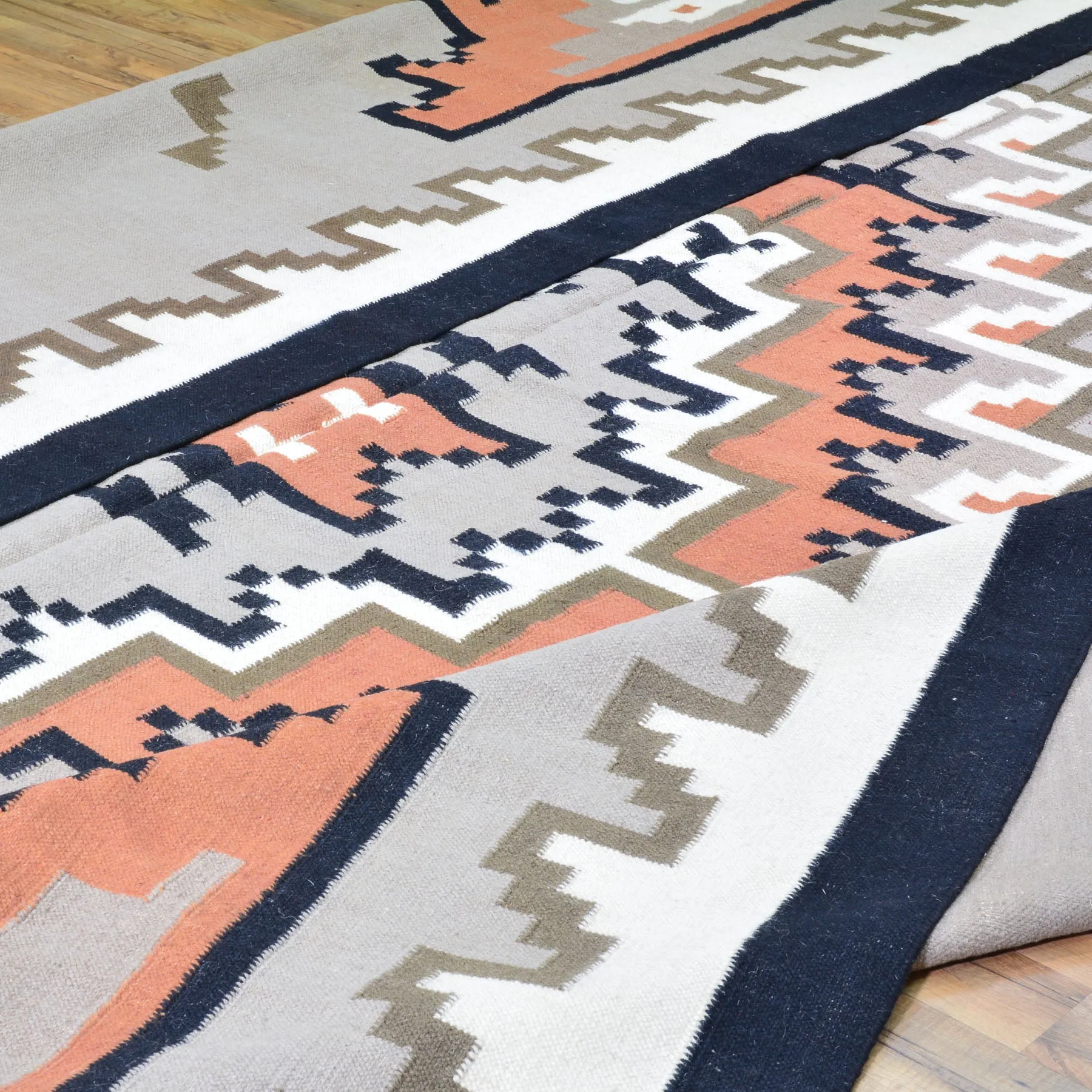 Hand-Woven Flatweave Southwestern Design Kilim Rug (Size 11.11 X 14.6) Cwral-8199