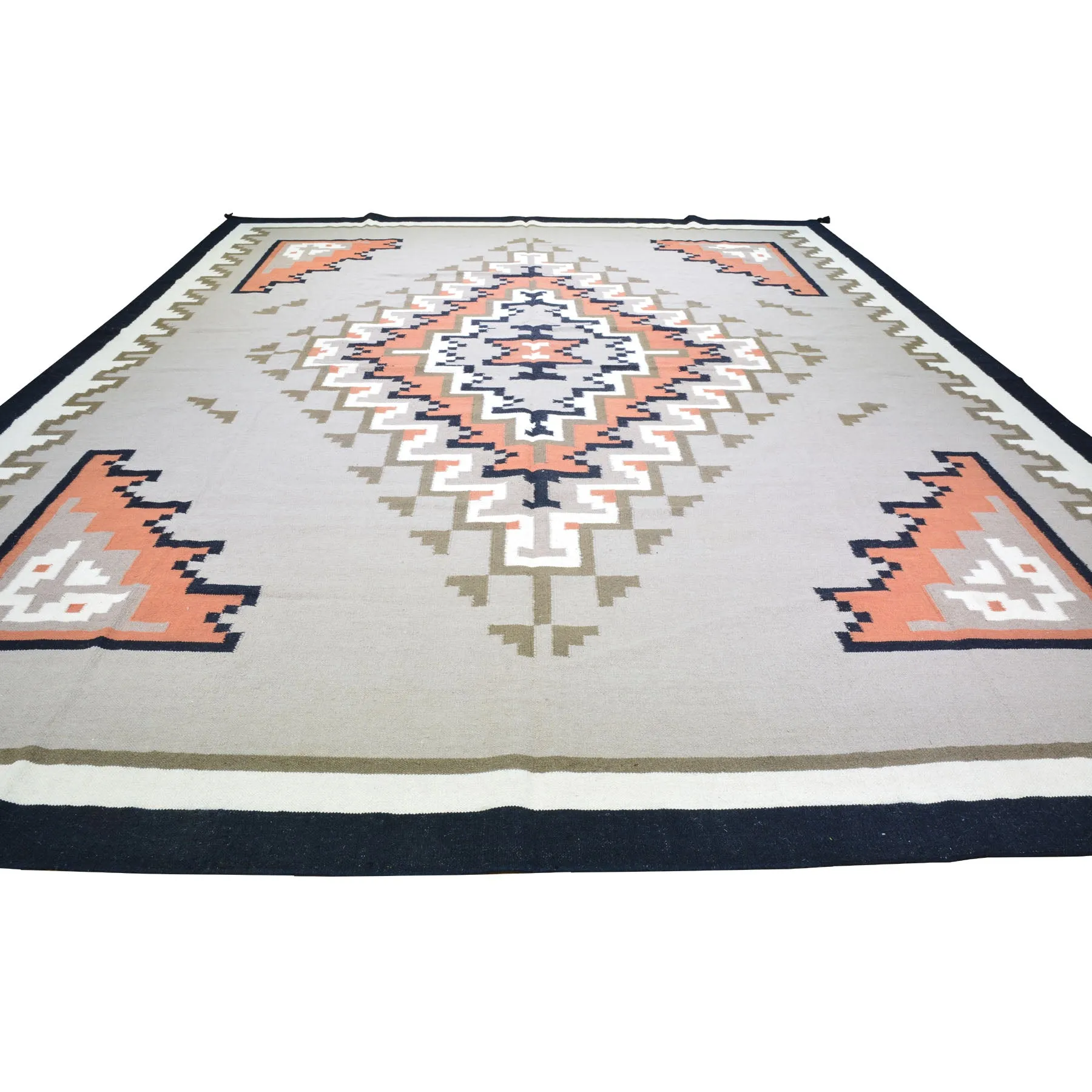 Hand-Woven Flatweave Southwestern Design Kilim Rug (Size 11.11 X 14.6) Cwral-8199