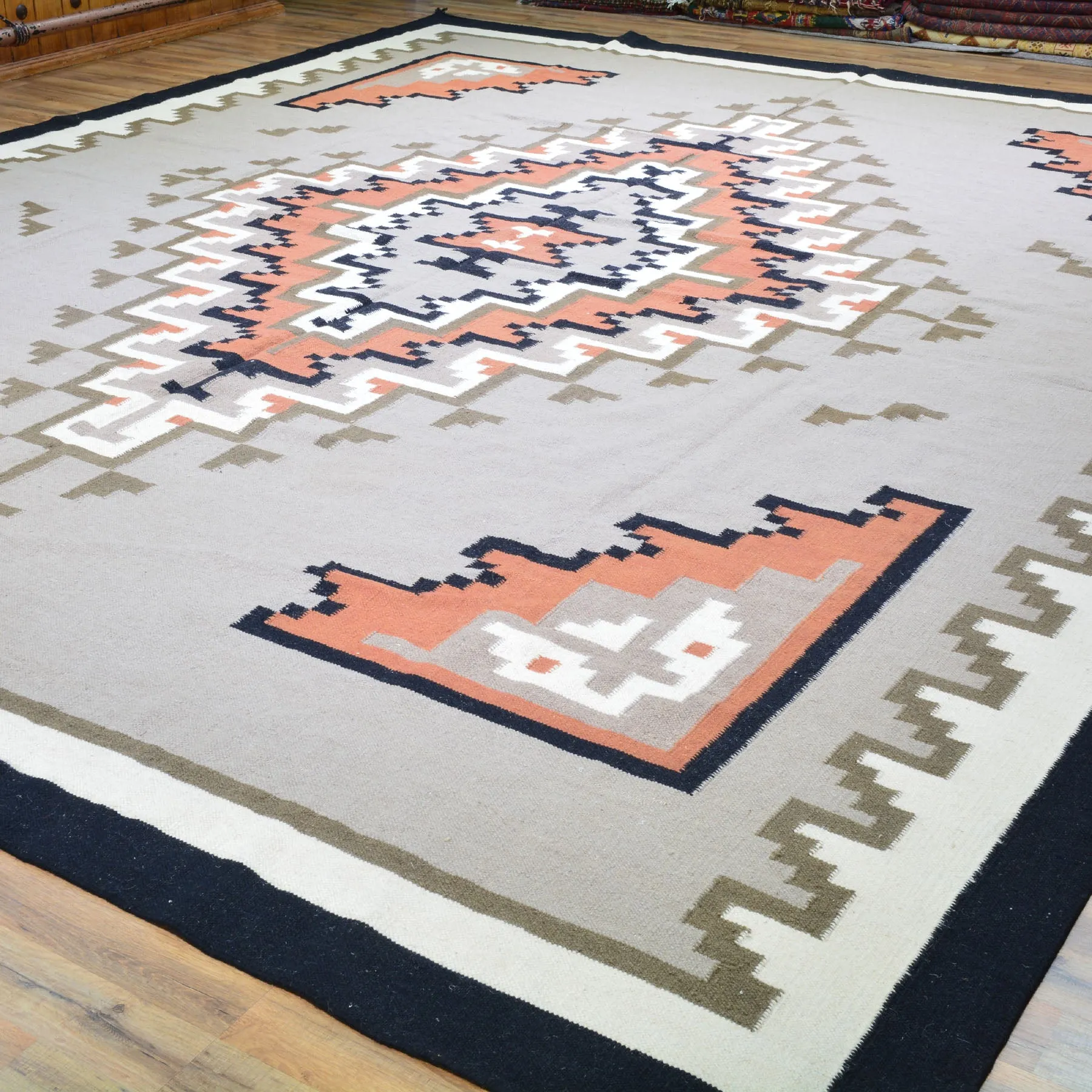 Hand-Woven Flatweave Southwestern Design Kilim Rug (Size 11.11 X 14.6) Cwral-8199