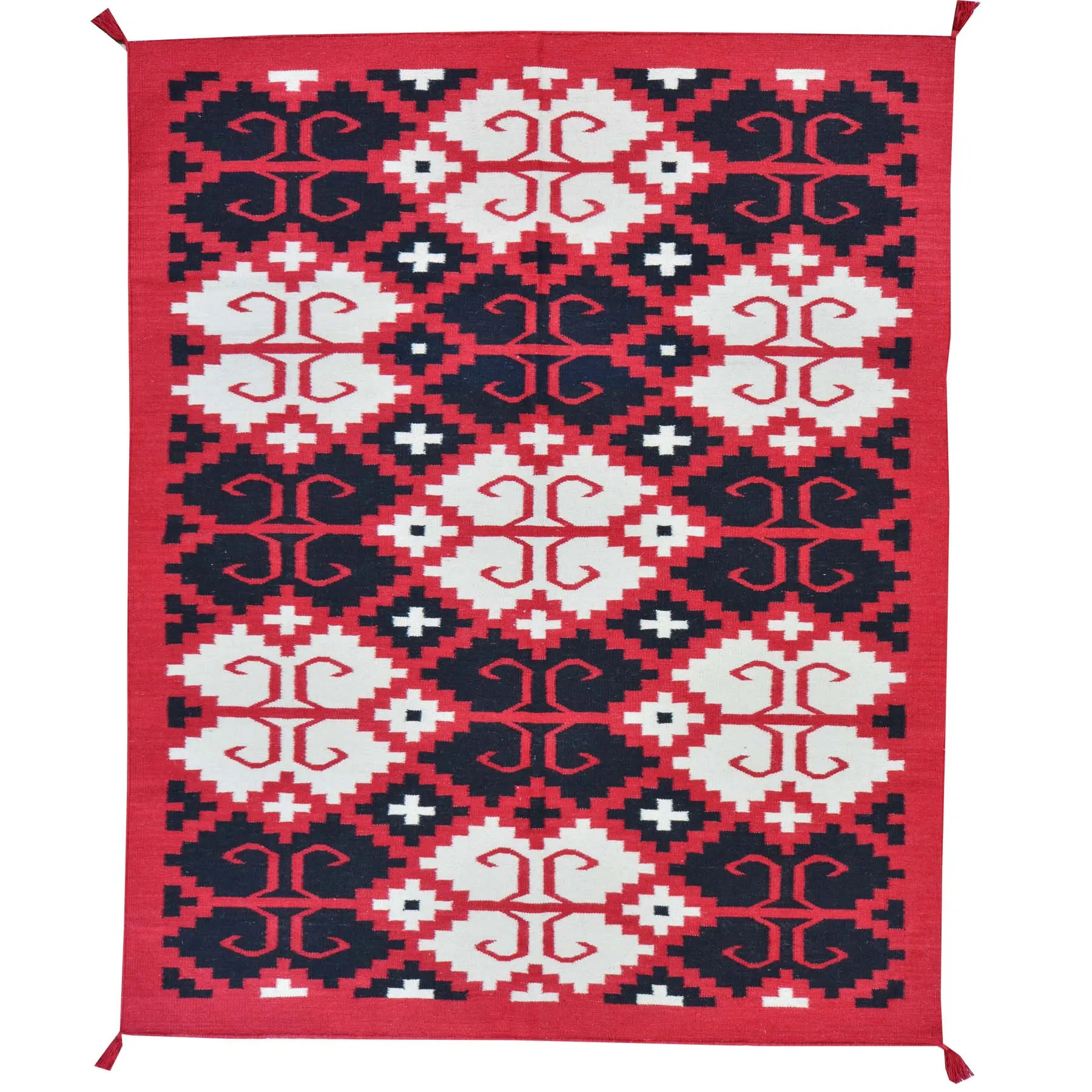 Hand-Woven Southwestern Kilim Geometric Design Handmade Wool Rug (Size 5.0 X 7.0) Brrsf-1092