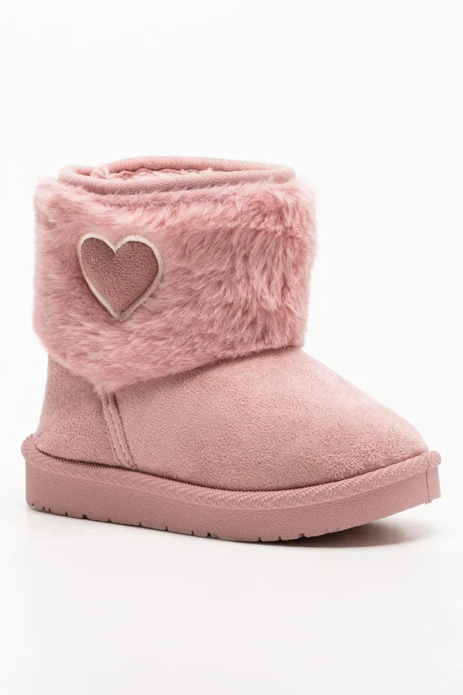 Heart Fur Comfort Boots Pink
